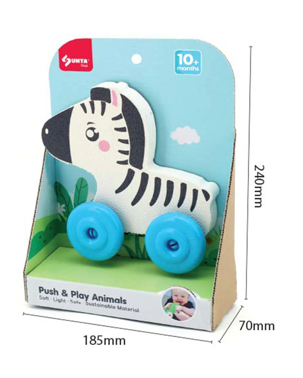 Sunta Zebra Push & Pull Toy-EVA Foam Squeeze & Stick-Promotes Sensory Development-10M+ - Image 2