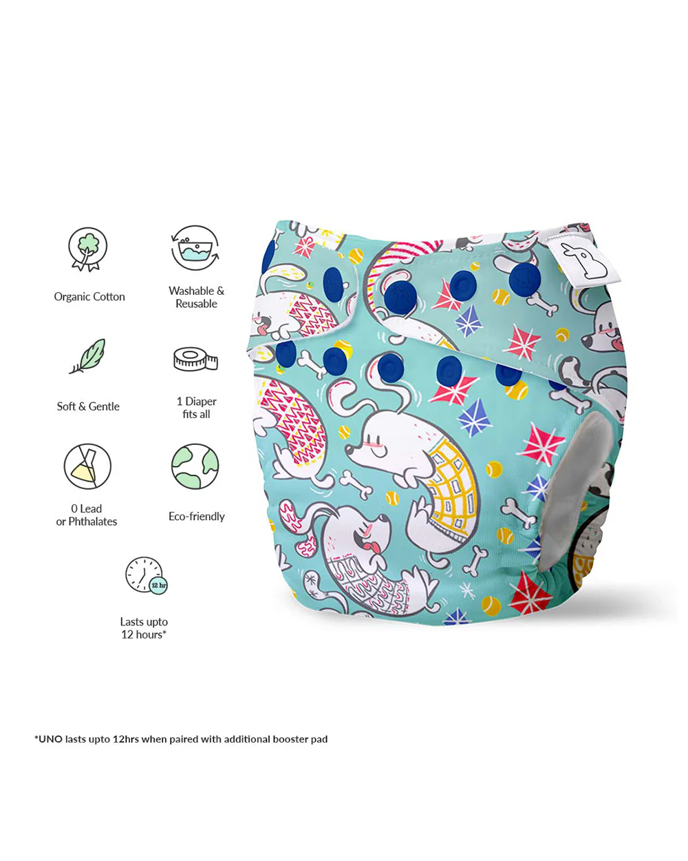 SuperBottoms Auntie Alie Collection-Freesize UNO Cloth Diapers-Padded Underwears-100% Organic Cotton-Washable & Reusable-3 to 36M-Pack of 3 - Image 4