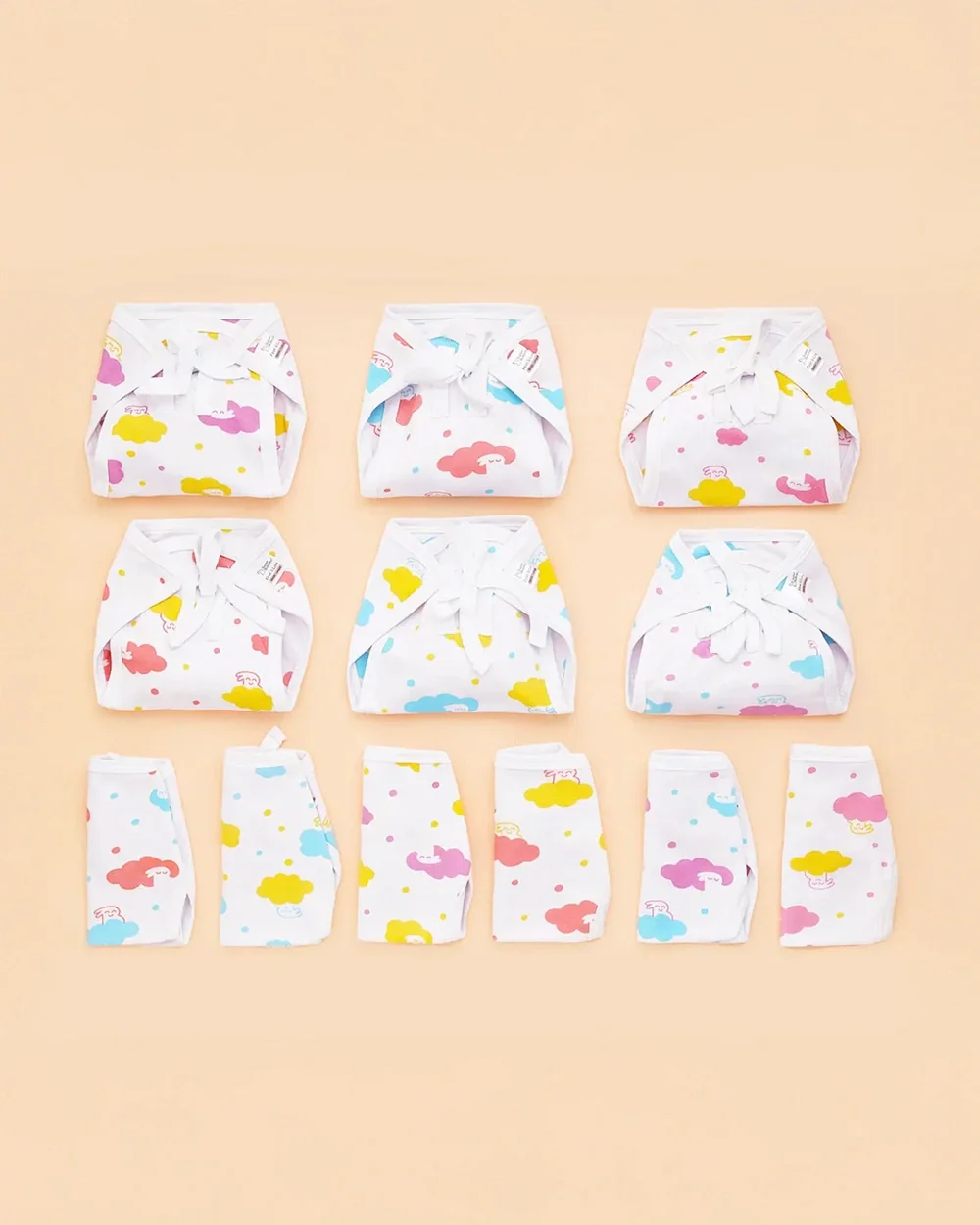 SuperBottoms Basic Langot Cloth Nappy-100% Pure Cotton-Washable & Reusable-0 to 6M-Pack of 12