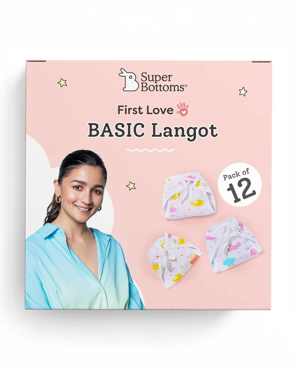 SuperBottoms Basic Langot Cloth Nappy-100% Pure Cotton-Washable & Reusable-0 to 6M-Pack of 12 - Image 9