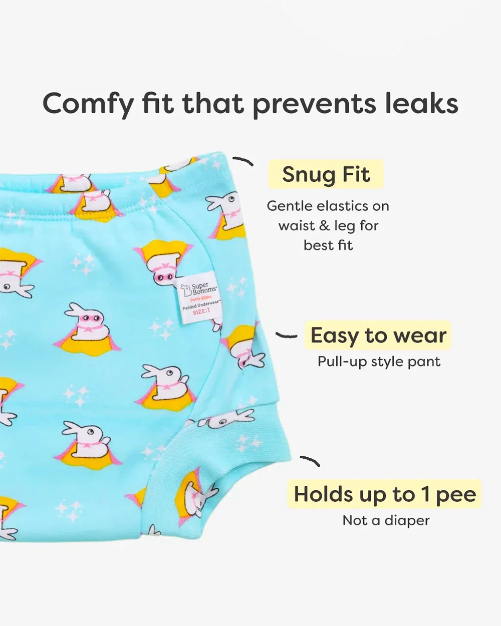 SuperBottoms Bummy World Cloth Diapers-Padded Underwear-100% Cotton-Washable & Reusable-Pack of 6 - Image 7