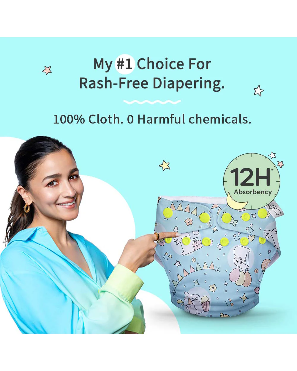 SuperBottoms Hunny Bummy Freesize UNO-12 Hours Absorbency Cloth Diaper-Padded Underwear-100% Organic Cotton-Washable & Reusable-3 to 36M - Image 3