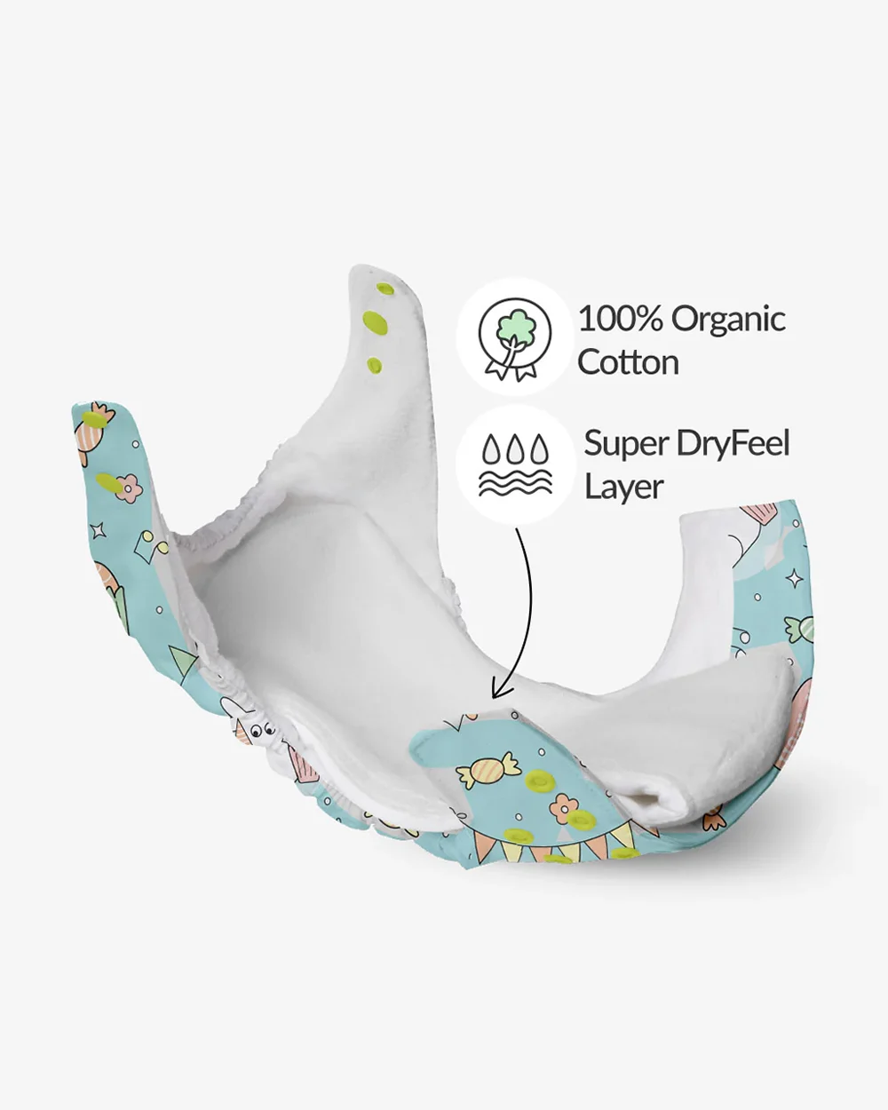 SuperBottoms Hunny Bummy Freesize UNO-12 Hours Absorbency Cloth Diaper-Padded Underwear-100% Organic Cotton-Washable & Reusable-3 to 36M - Image 5