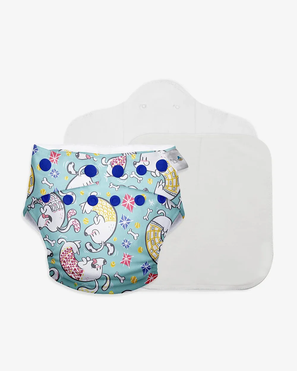 SuperBottoms Paw-sitively Happy Freesize UNO-12 Hours Absorbency Cloth Diaper-Padded Underwear-100% Organic Cotton-Washable & Reusable-3 to 36M