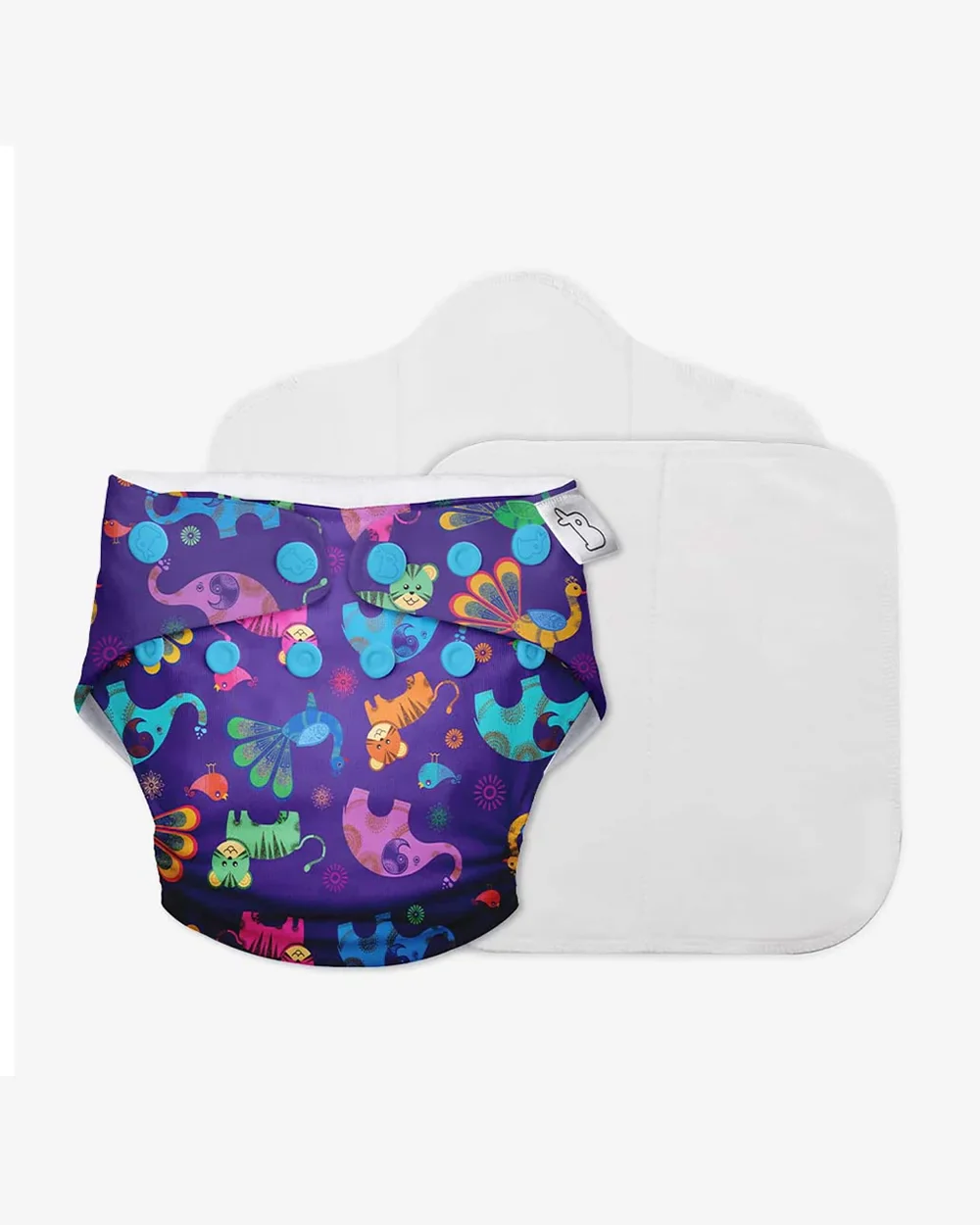 SuperBottoms Purple Love Freesize UNO Cloth Diaper-Padded Underwear-100% Organic Cotton-Washable & Reusable-3 to 36M