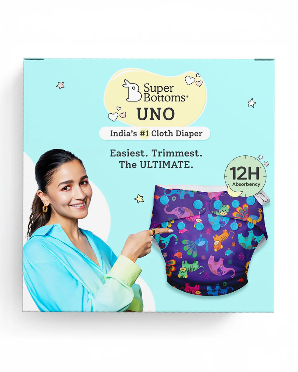SuperBottoms Purple Love Freesize UNO Cloth Diaper-Padded Underwear-100% Organic Cotton-Washable & Reusable-3 to 36M - Image 9