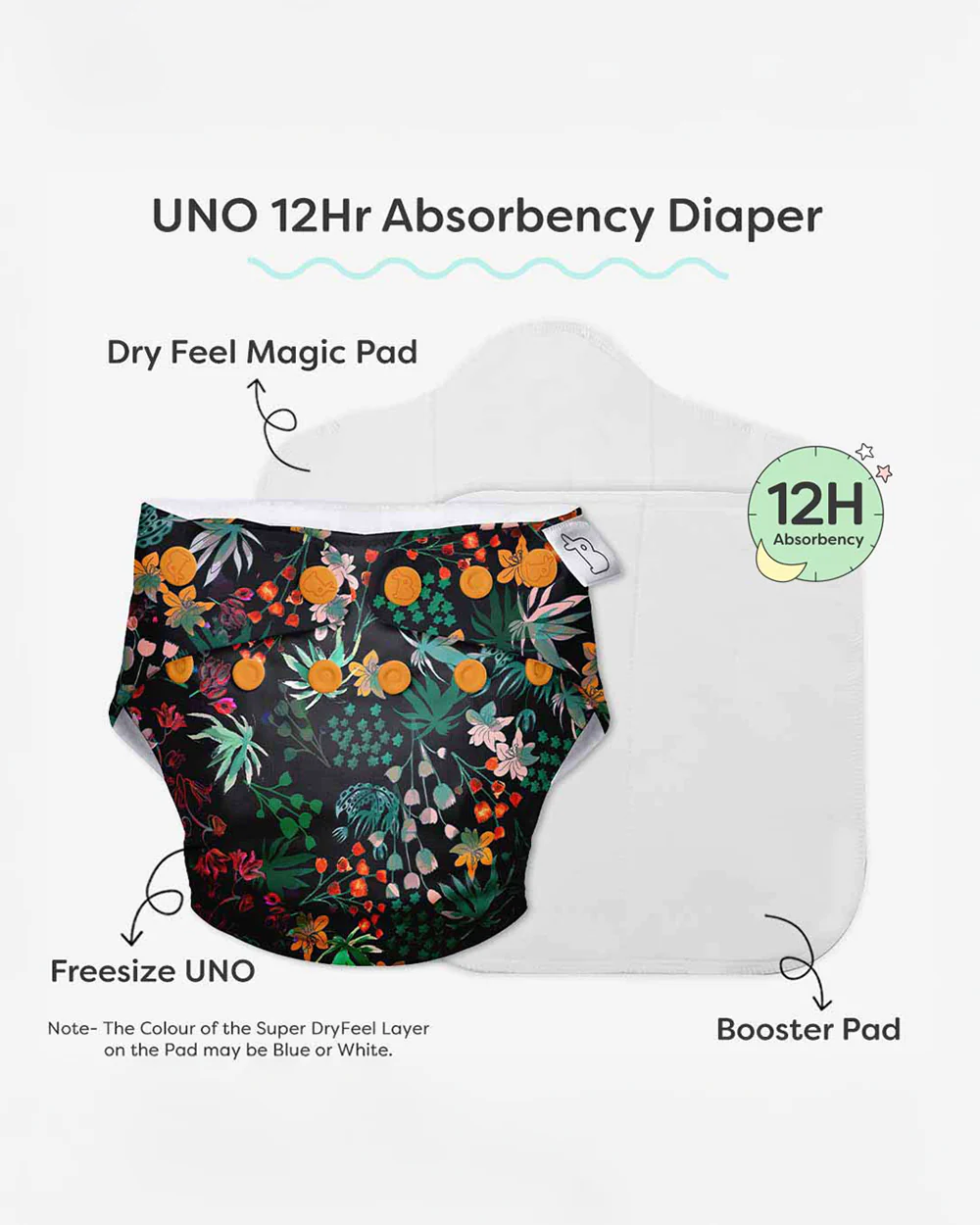 SuperBottoms Shruberry Freesize UNO-12 Hours Absorbency Cloth Diaper-Padded Underwear-100% Organic Cotton-Washable & Reusable-3 to 36M - Image 6