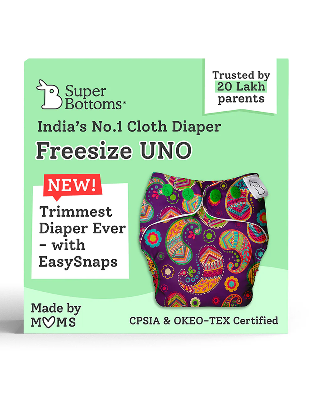 SuperBottoms Utsav Freesize UNO Cloth Diaper-Padded Underwear-100% Organic Cotton-Washable & Reusable-3 to 36M - Image 11