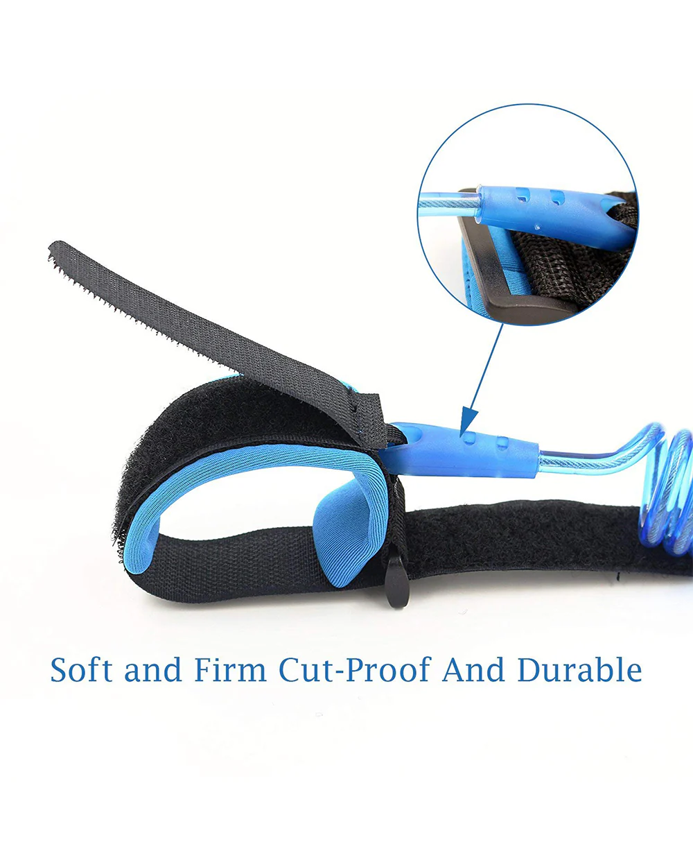 SYGA Anti Lost Wrist Link-Stainless Steel Cord Wrapped with PU-Comfortable & Durable-With Extra Long Harness Strap Walking Hand Belt-Blue - Image 9