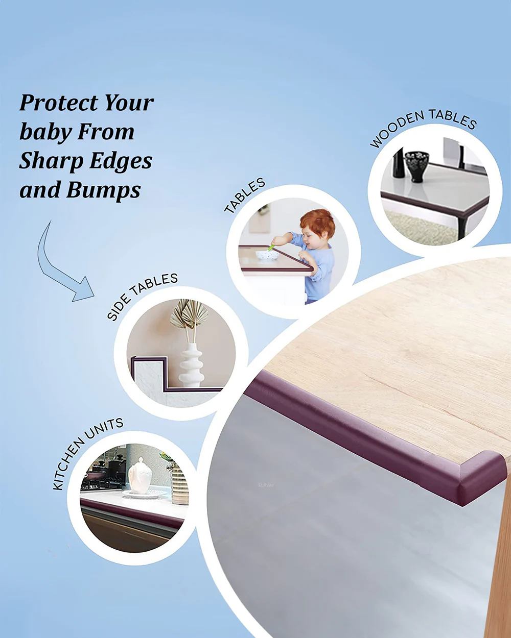SYGA Baby Corner Guard Protector Kit-Protects Child from Sharp Edges-With Impact Absorbing Foam-L Shape Strip-Brown - Image 2