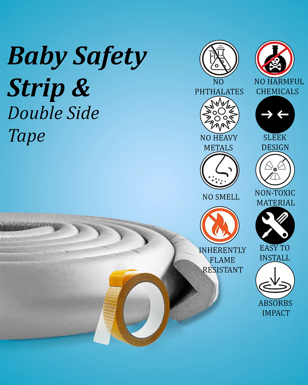 SYGA Baby Corner Guard Protector Kit-Protects Child from Sharp Edges-With Impact Absorbing Foam-L Shape Strip-Grey - Image 6