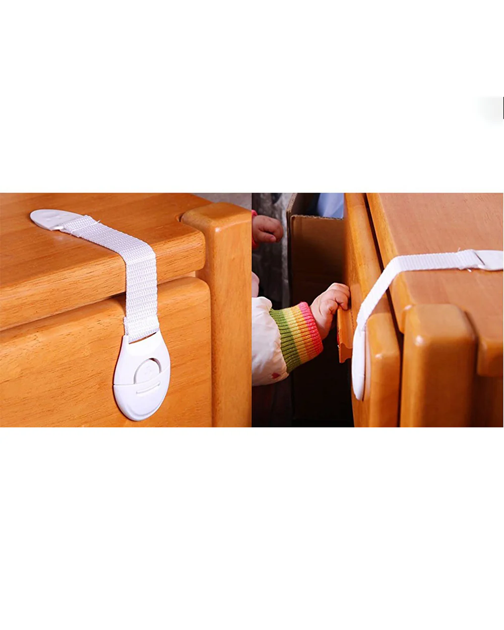 SYGA Baby Safety Lock-Prevents Child from Opening of Cabinet, Drawer & Wardrobe-Easy to Install-White - Image 2