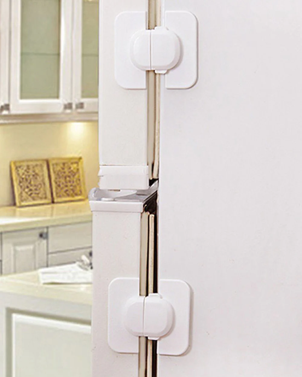 SYGA Baby Safety Locks-Adhesive Back-Locks Automatically-Prevents Child from Opening of Refrigerators Fridge, Freezer & Doors-White - Image 5