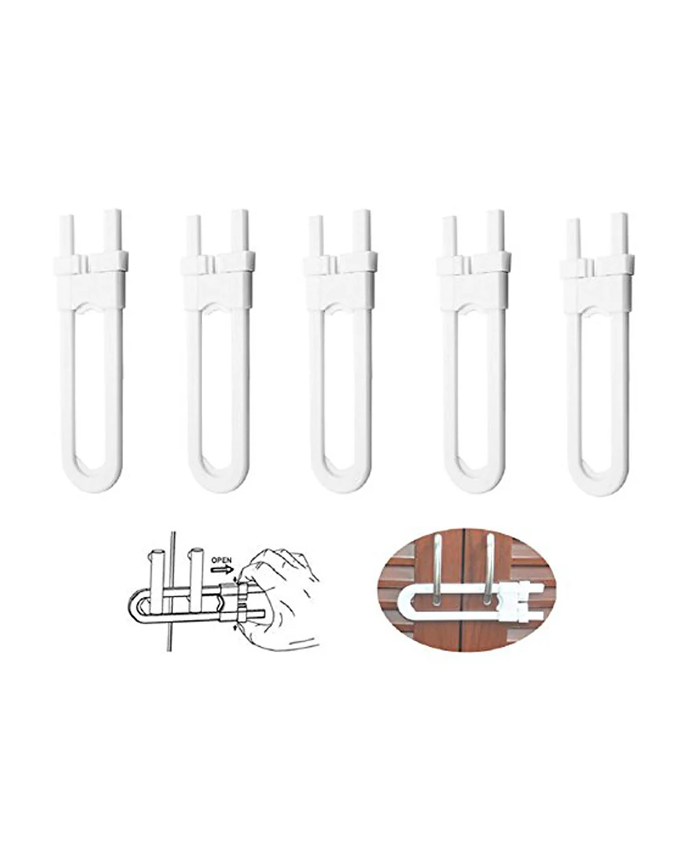 SYGA Baby Sliding Safety Lock-Childproofing Cabinet Latch-Prevents Child from Opening Knobs & Handles-U Shape-White - Image 15
