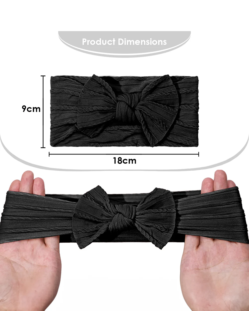 Syga Black Headband-Solid-Cotton Blend-For Infants - Image 2