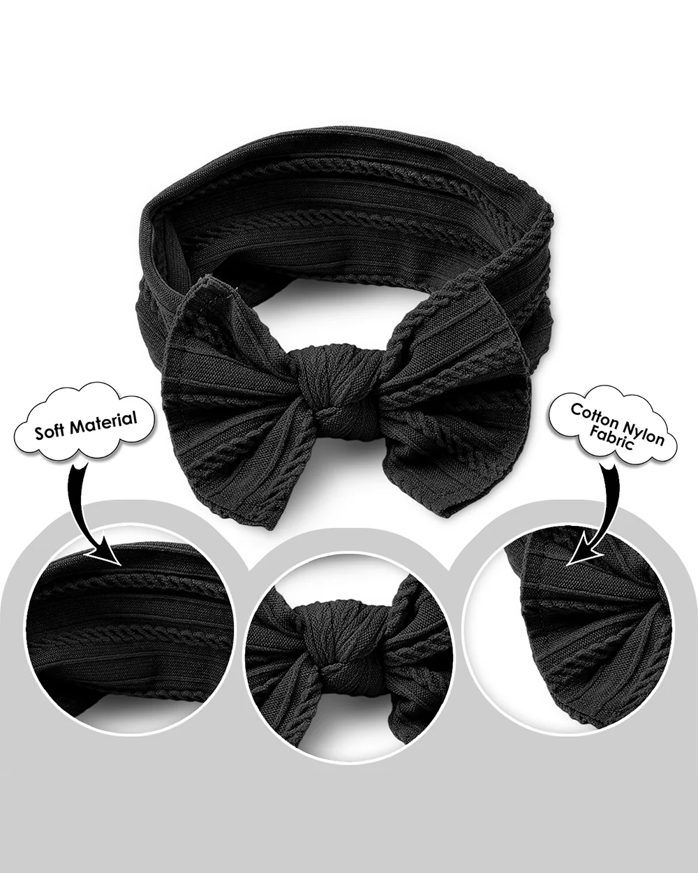 Syga Black Headband-Solid-Cotton Blend-For Infants - Image 3