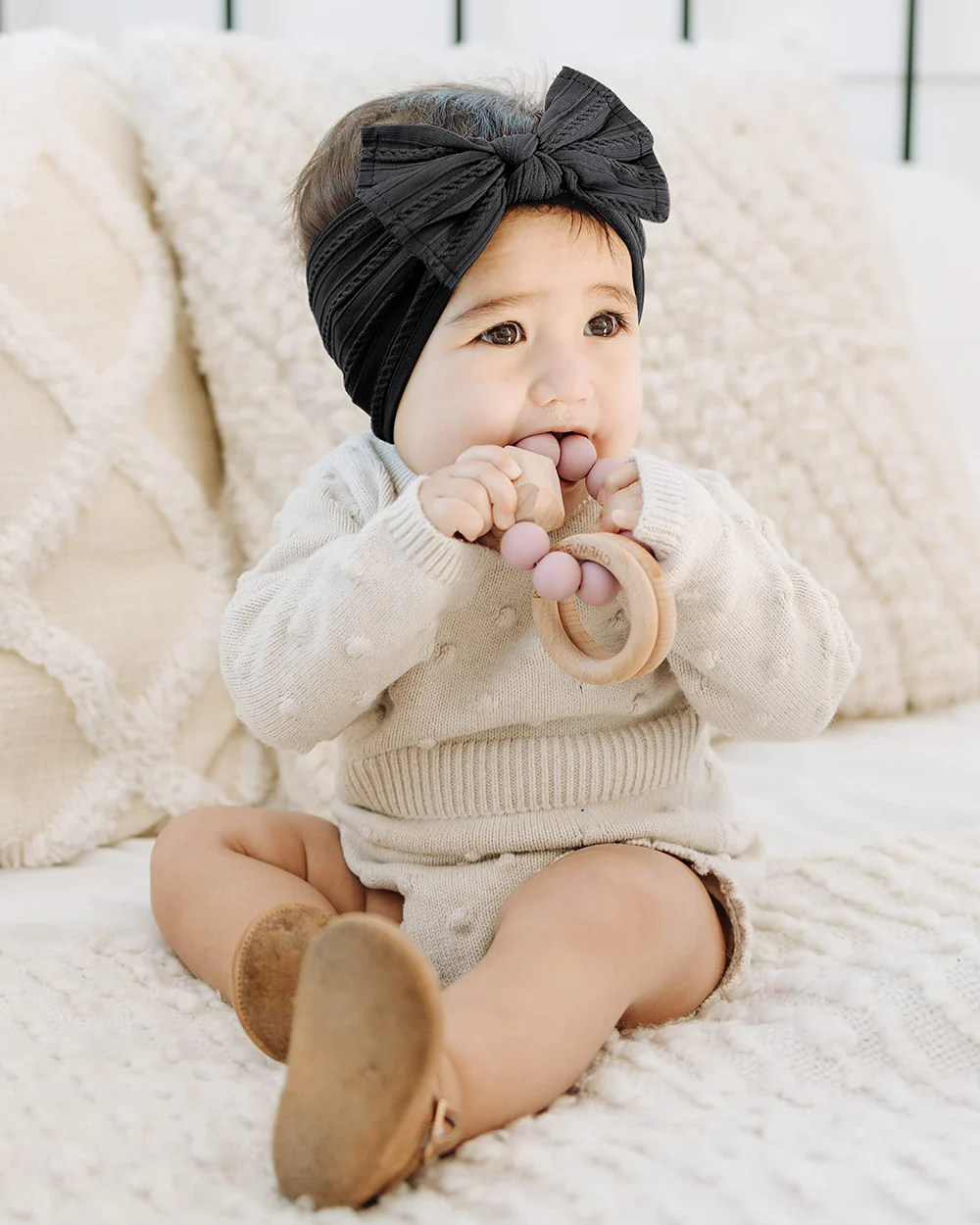 Syga Black Headband-Solid-Cotton Blend-For Infants - Image 5