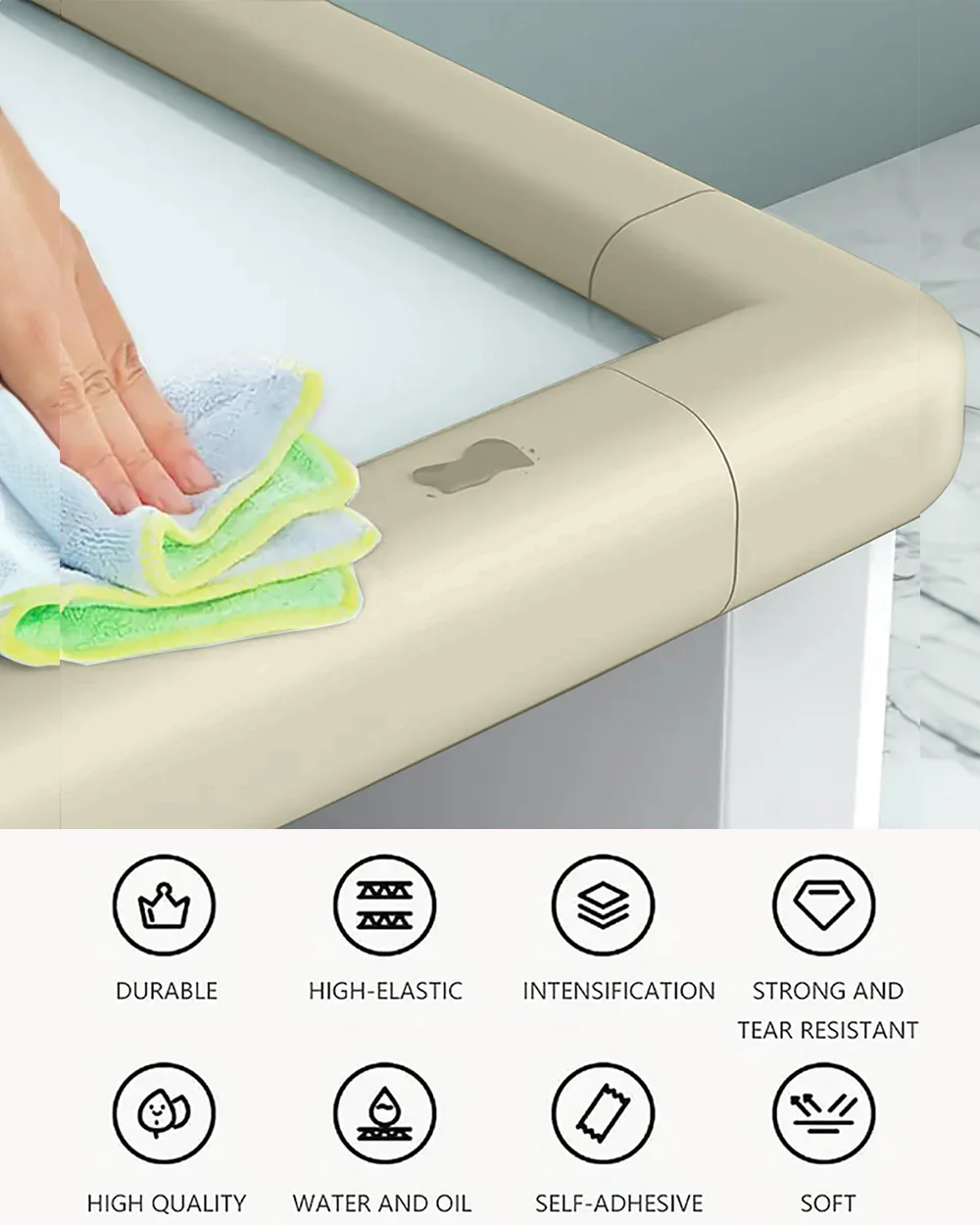 SYGA Edge Guard Strip-Cushion Corner Cover Tape-Foam-Infant Bump Protector-For Sharp Edges of Furniture & Corners-White - Image 6