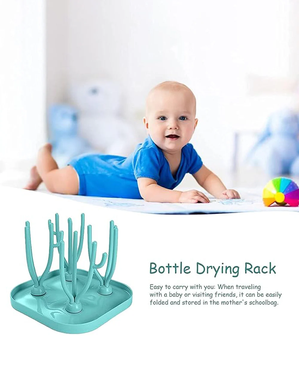 Syga Foldable Baby Bottle Drying Rack-Tree Shape Design-Blue - Image 7