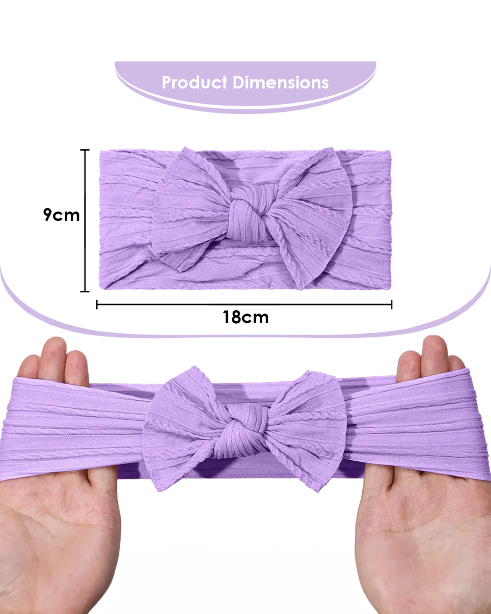 Syga Lavender Headband-Solid-Cotton Blend-For Infants - Image 2