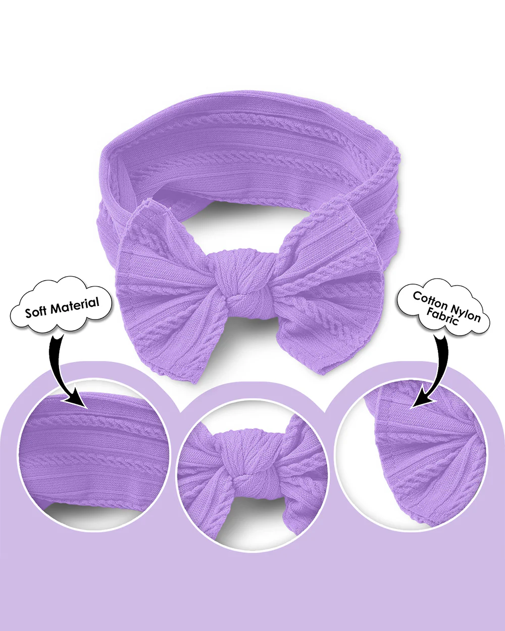 Syga Lavender Headband-Solid-Cotton Blend-For Infants - Image 3