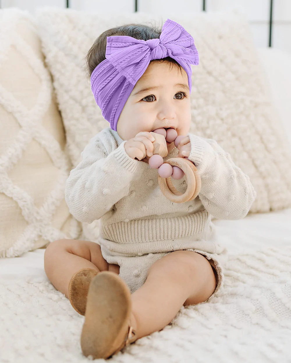 Syga Lavender Headband-Solid-Cotton Blend-For Infants - Image 5