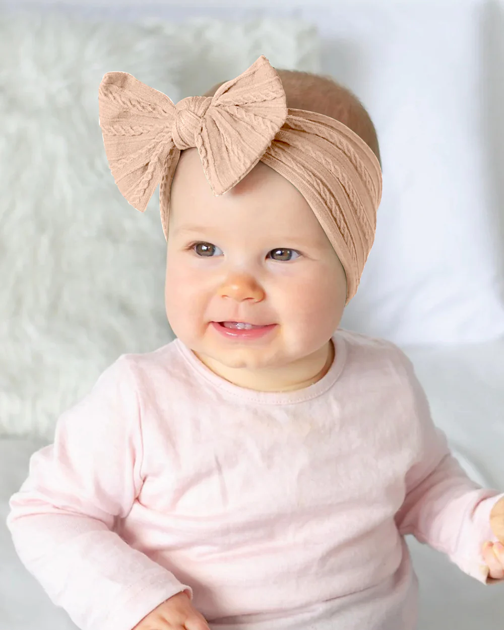 Syga Peach Headband-Solid-Cotton Blend-For Infants - Image 4