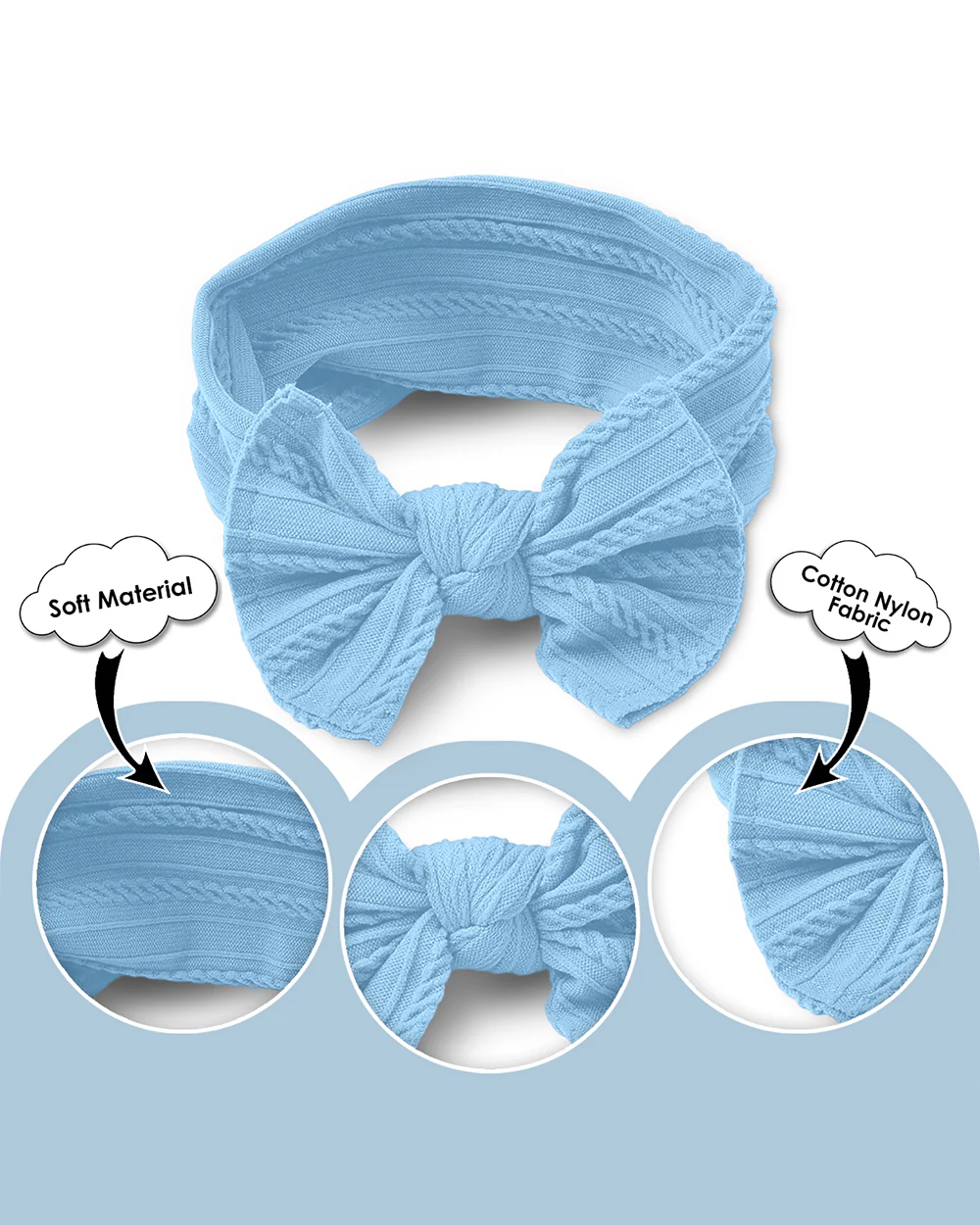 Syga Light Blue Headband-Solid-Cotton Blend-For Infants - Image 3