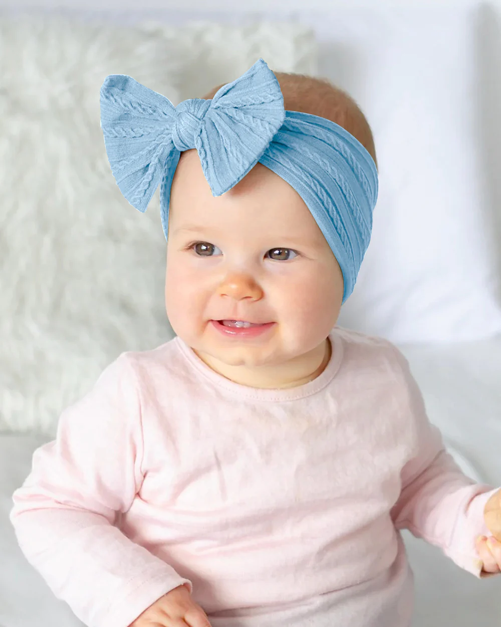 Syga Light Blue Headband-Solid-Cotton Blend-For Infants - Image 4
