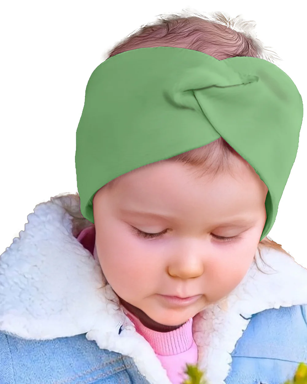 Syga Green Headband-Solid-Nylon-For Infants - Image 6