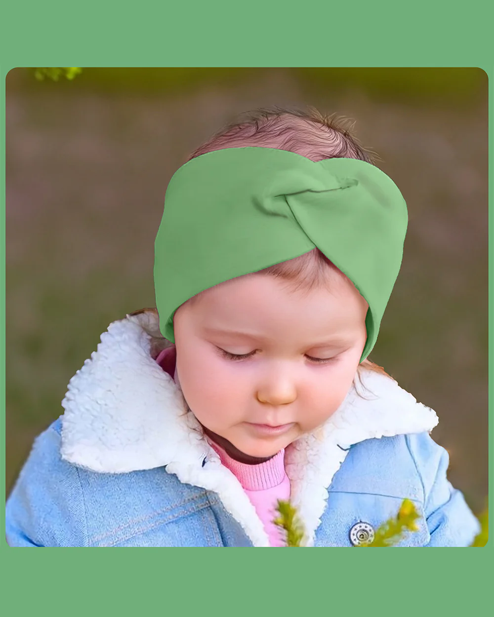 Syga Green Headband-Solid-Nylon-For Infants - Image 2