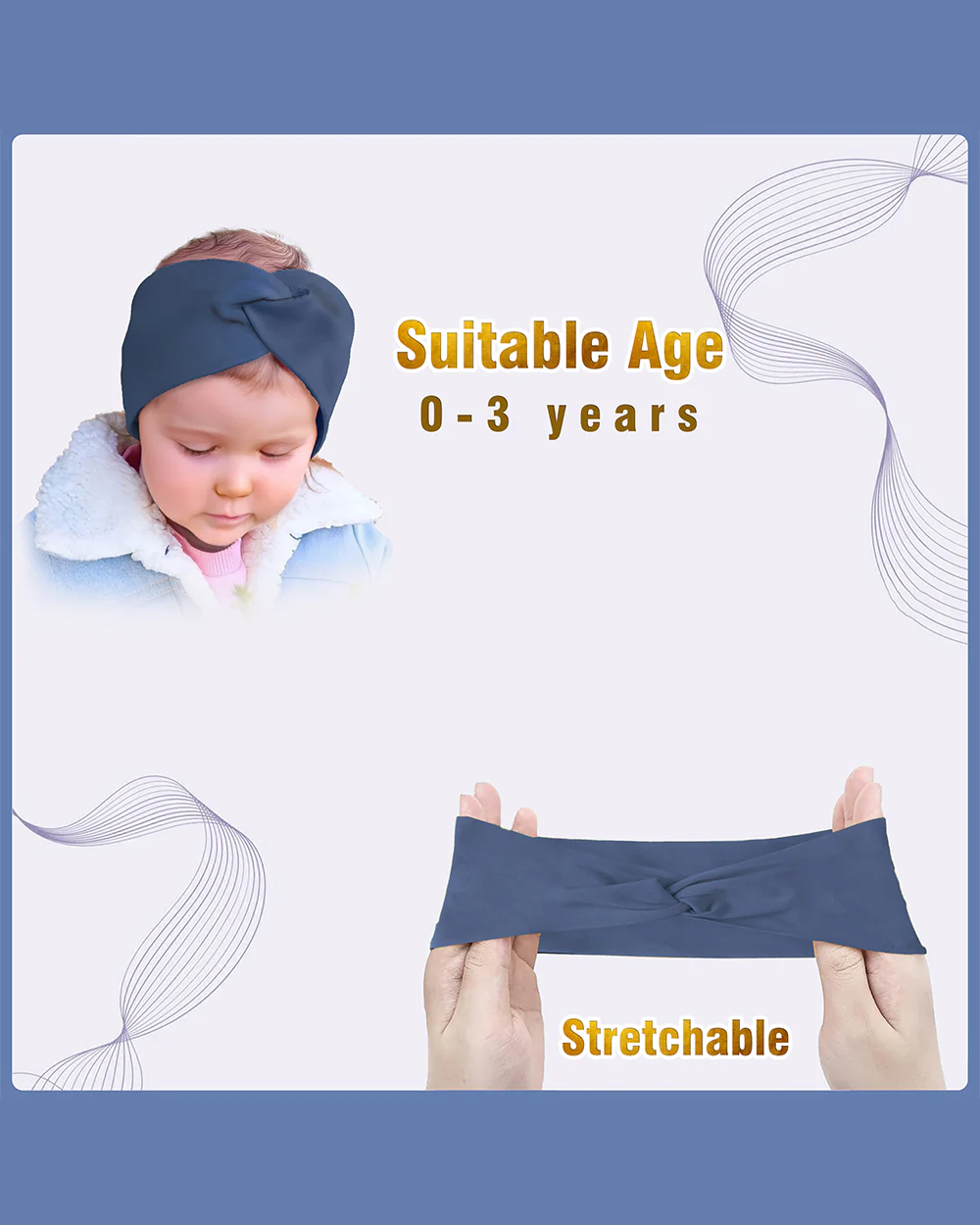 Syga Navy Blue Headband-Solid-Nylon-For Infants - Image 2