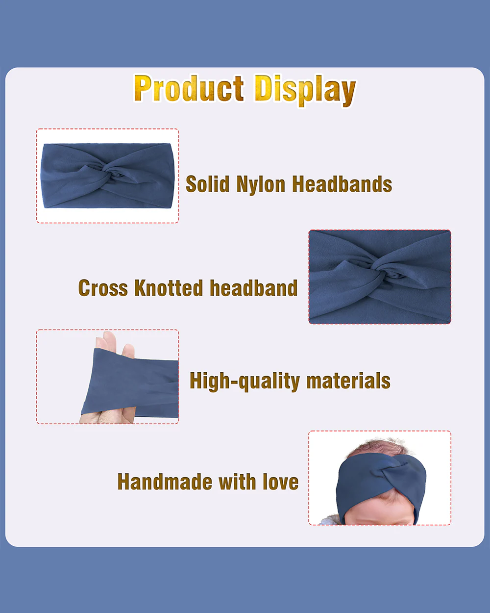 Syga Navy Blue Headband-Solid-Nylon-For Infants - Image 4