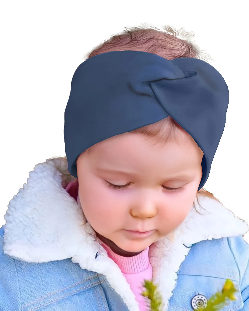 Syga Navy Blue Headband-Solid-Nylon-For Infants - Image 5