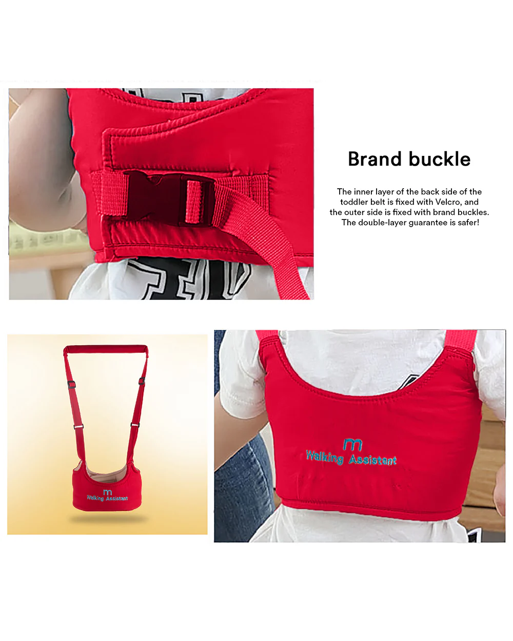 Syga Red Handheld Vest Style Baby Walking Harness-With Adjustable Straps-for Infants - Image 5