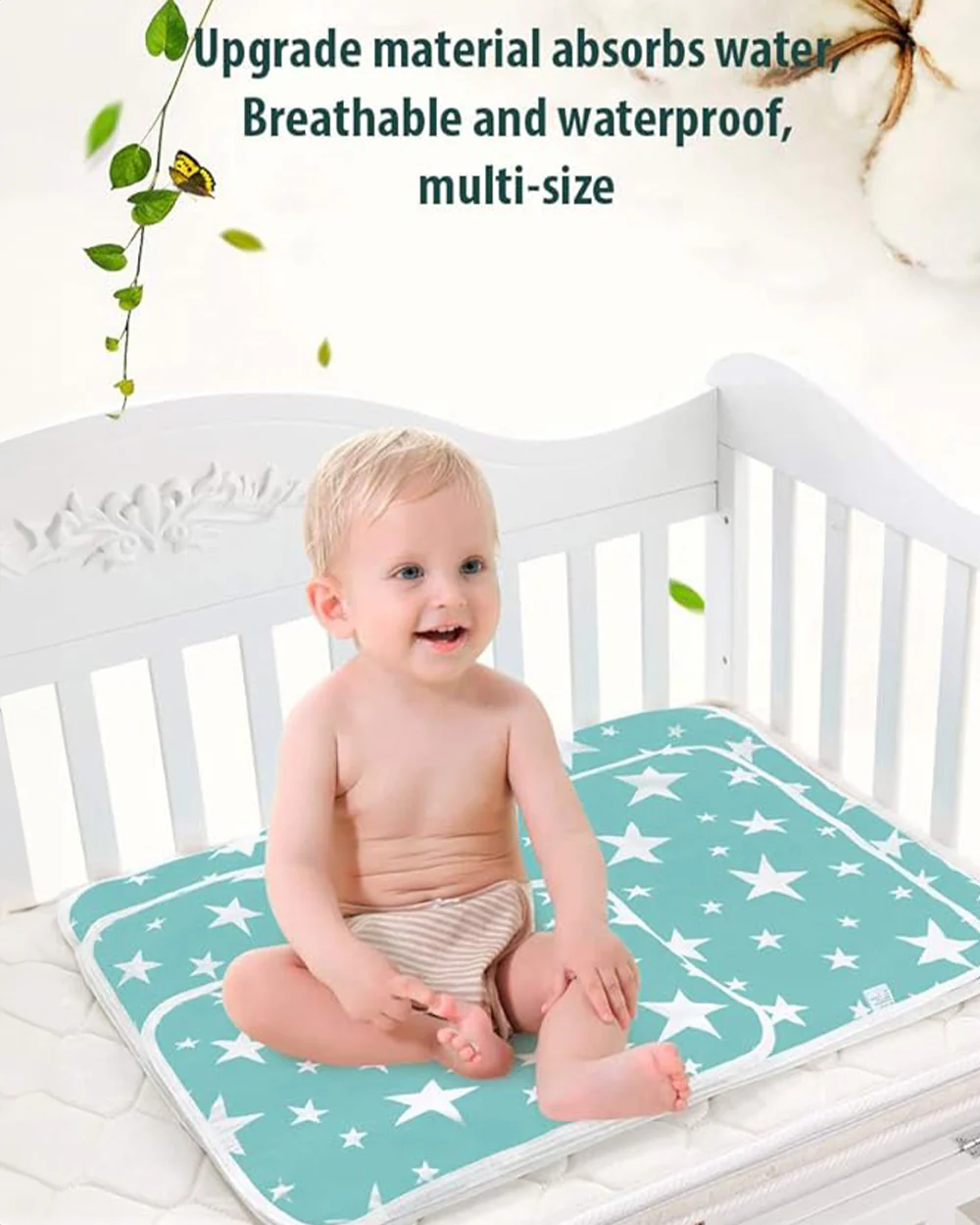 Syga Waterproof Diaper Changing Mat And Mattress Protector-Multilayer-Blue Star Design - Image 19