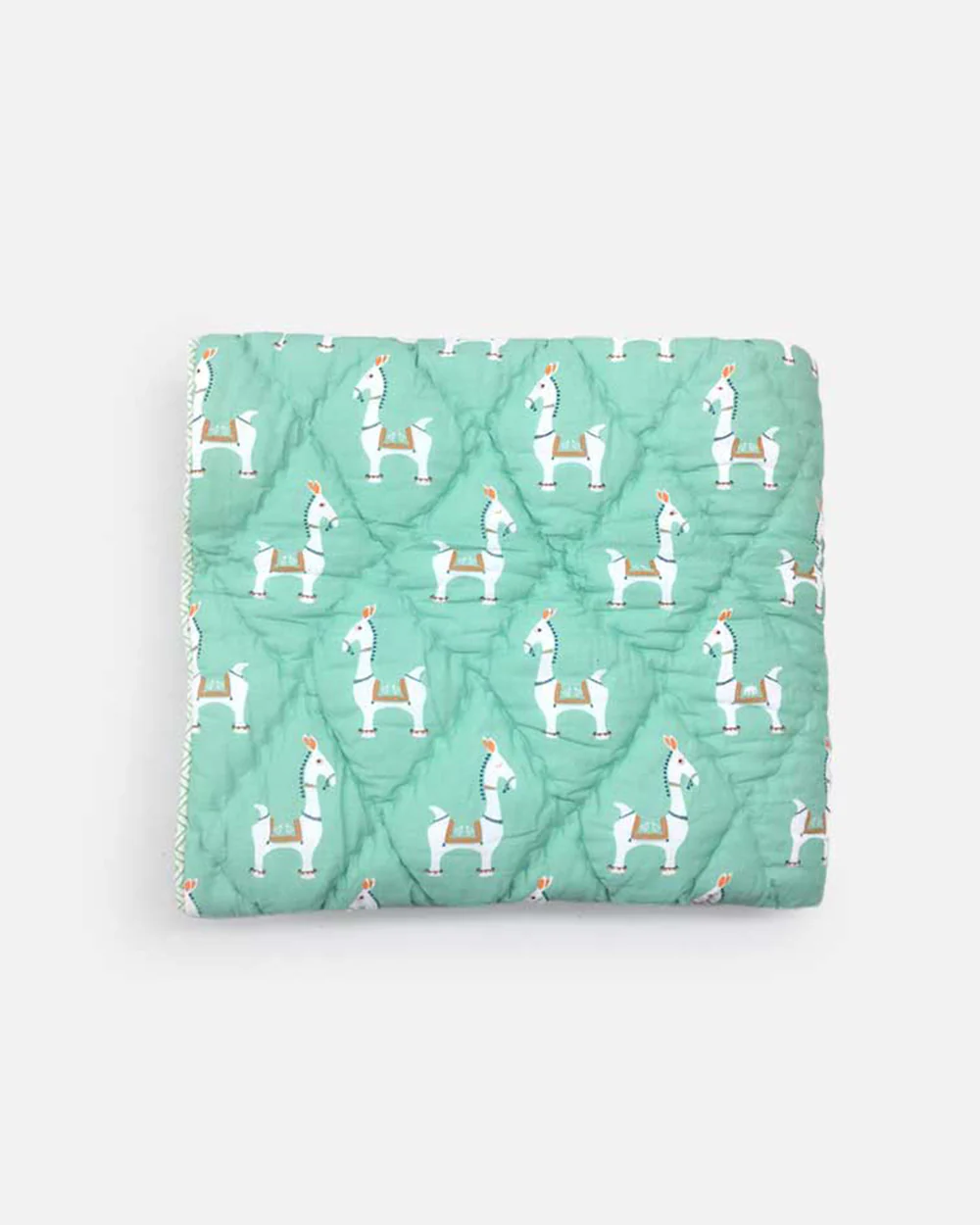 The Almirah Bankura Green Baby Quilt-100% Organic Cotton-For Infants - Image 2