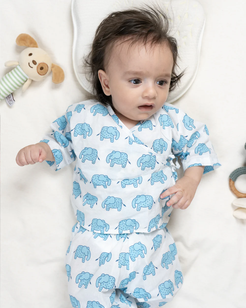 The Almirah Blue Kimono Set-Haathi March-Organic Cotton-For Infants - Image 2