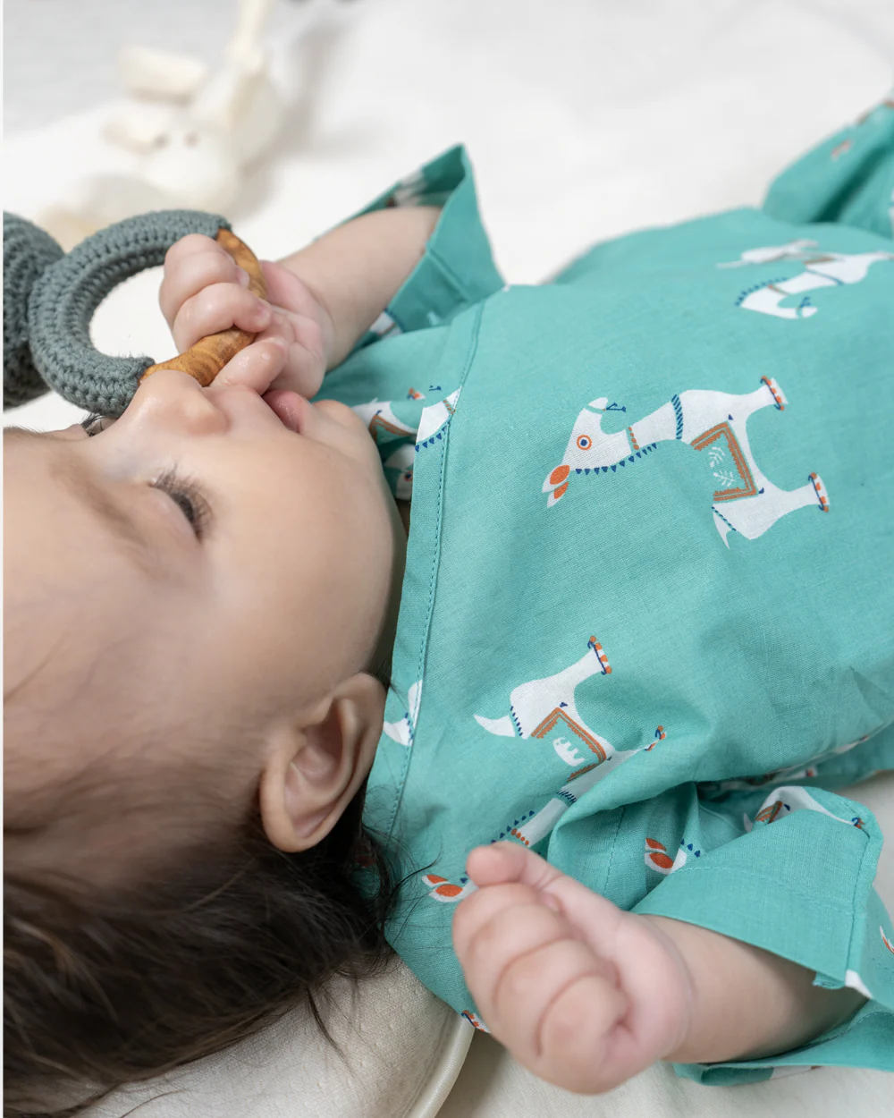 The Almirah Green Kimono Set-Bankura-Organic Cotton-For Infants - Image 2