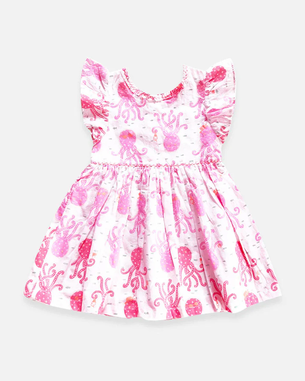 The Almirah White & Pink Frock Dress-Octopus-Cotton-For Infants