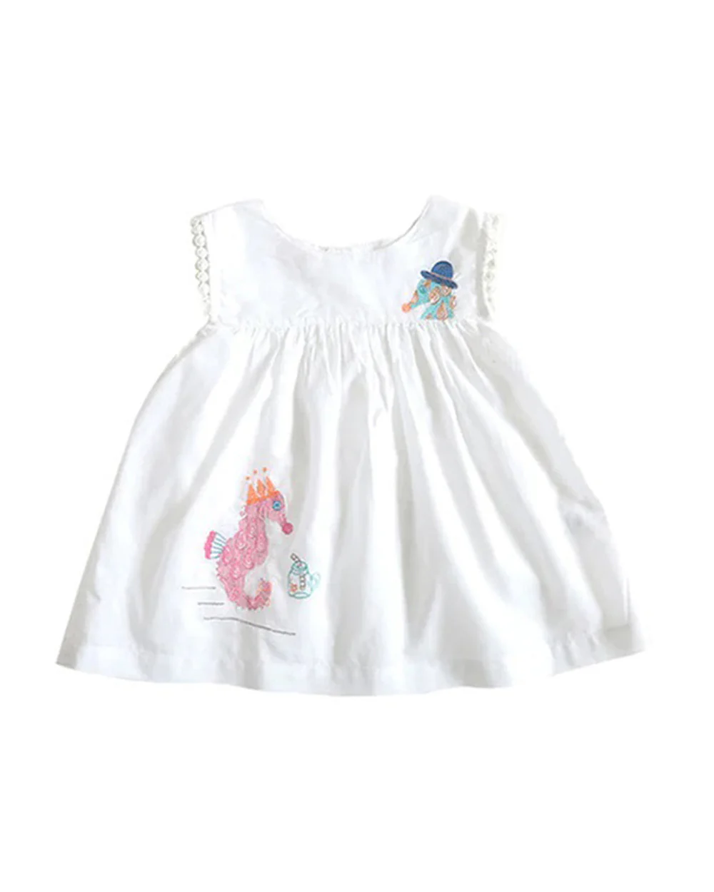 The Almirah White Frock Dress-Seahorse-Cotton-For Infants