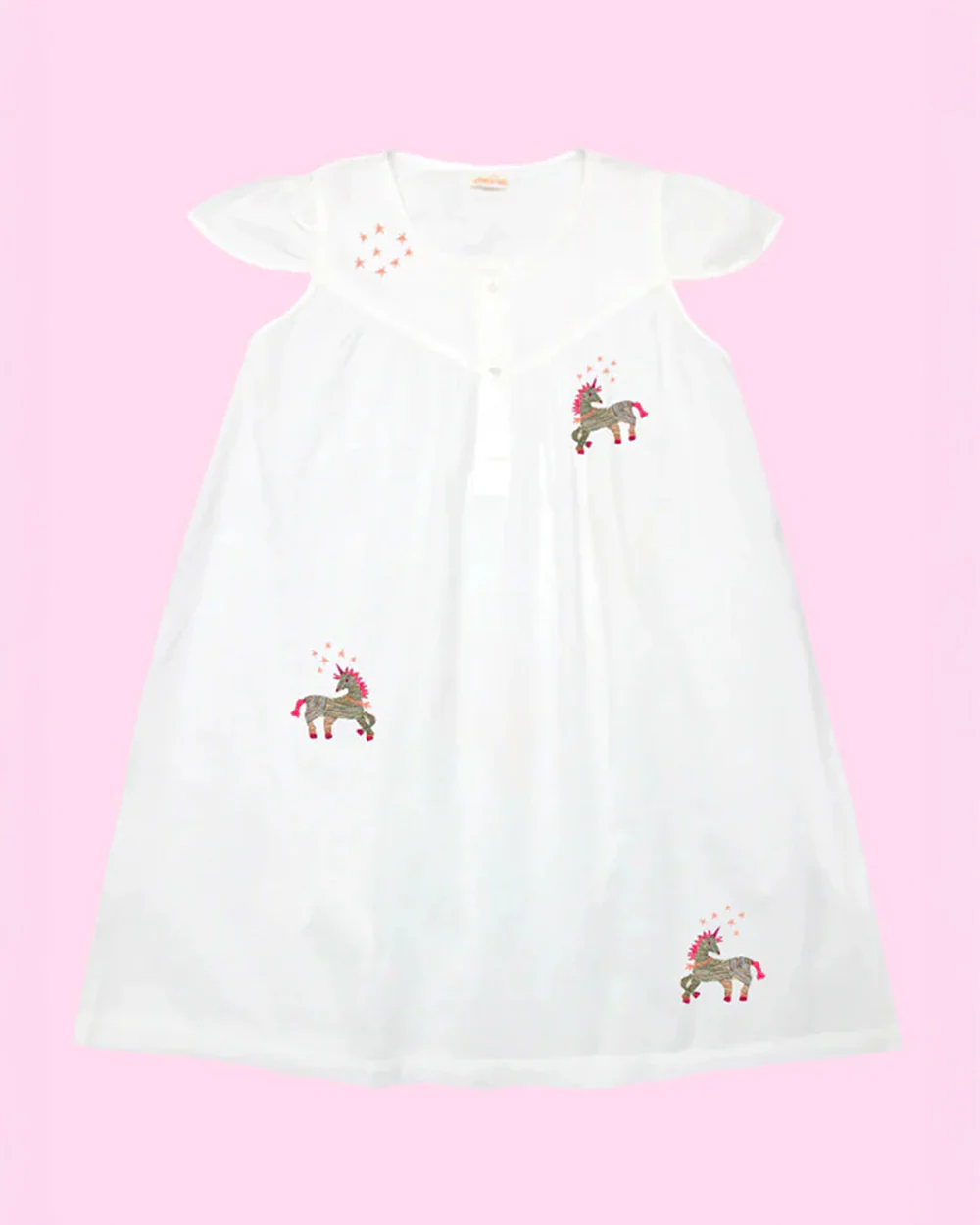 The Almirah White Dress-Unicorn Star-Cotton-For Infants