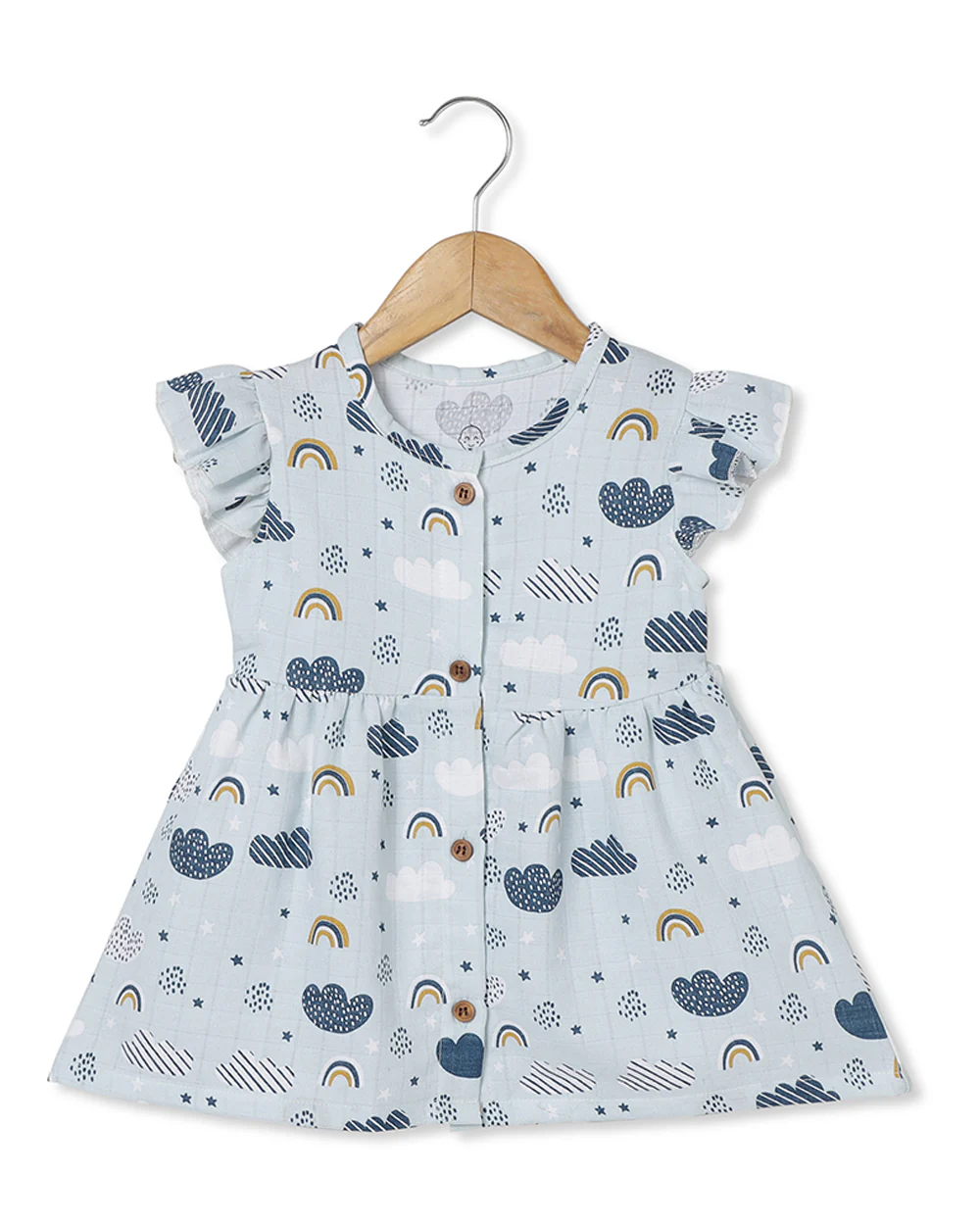 The Boo Boo Club Blue Frock Dress-Cloud-Muslin-For Infants