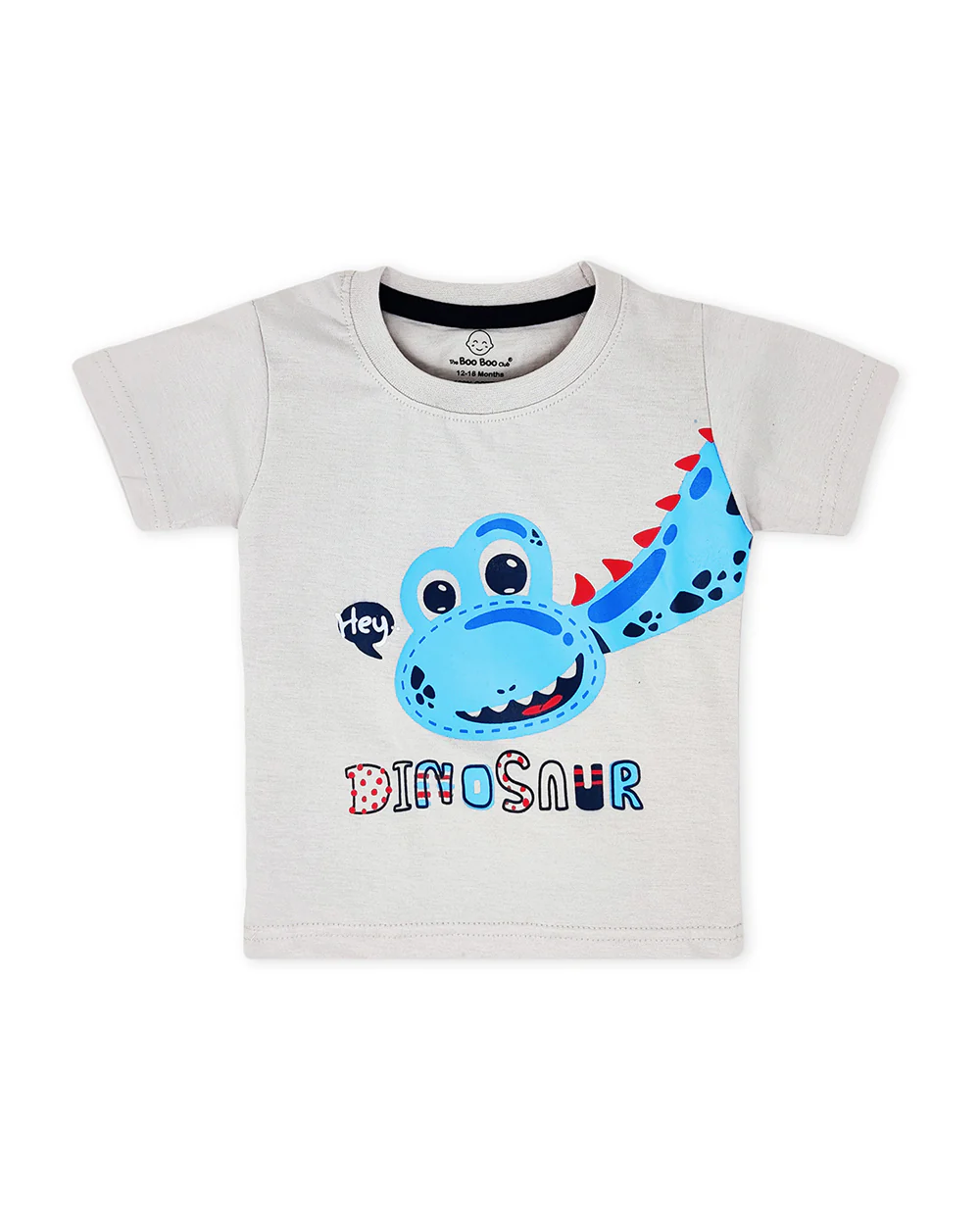 The Boo Boo Club Grey & Blue T-shirt & Shorts-Dino-Cotton-For Infants - Image 3