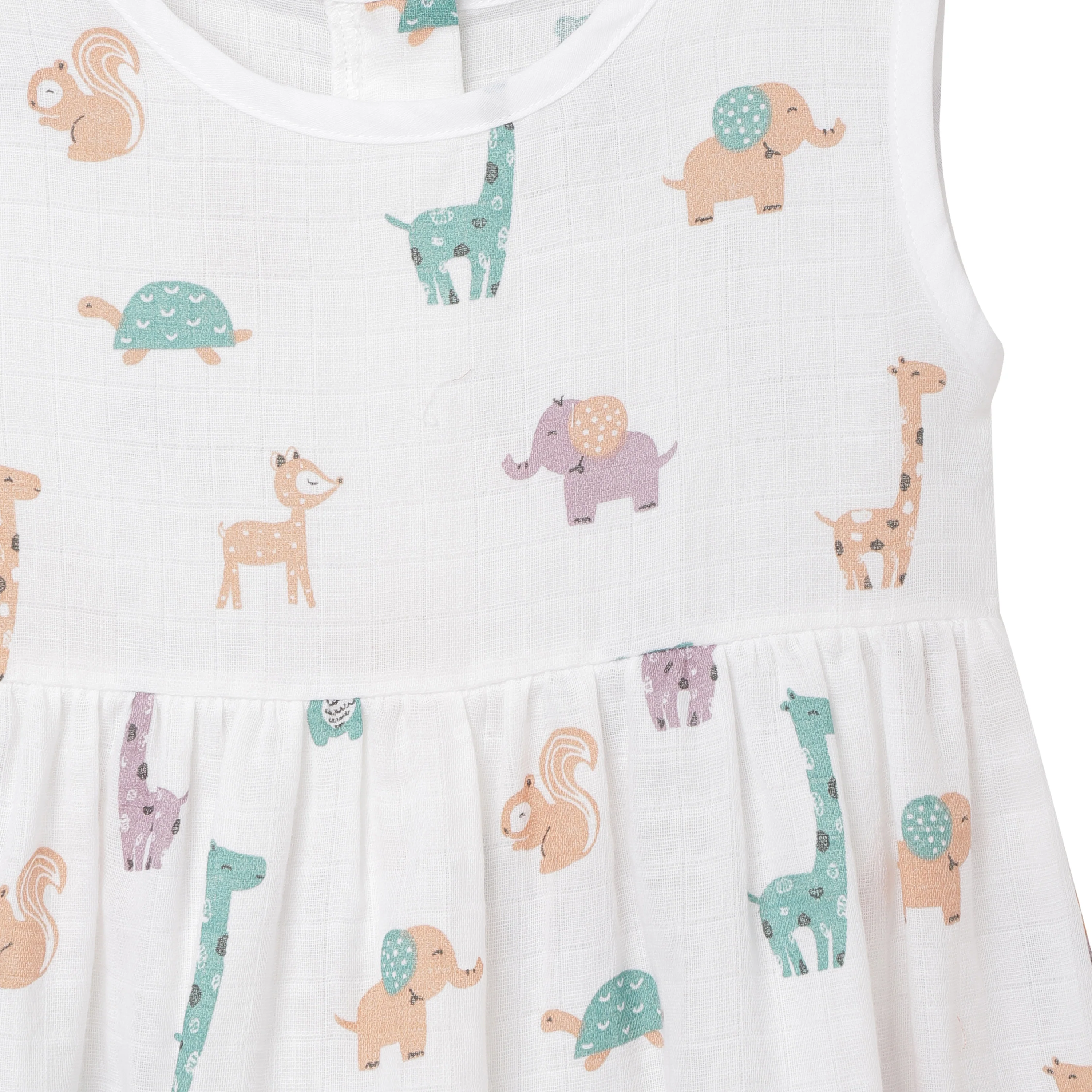 The Boo Boo Club White Frock Dress-Animal-Muslin-For Infants - Image 3