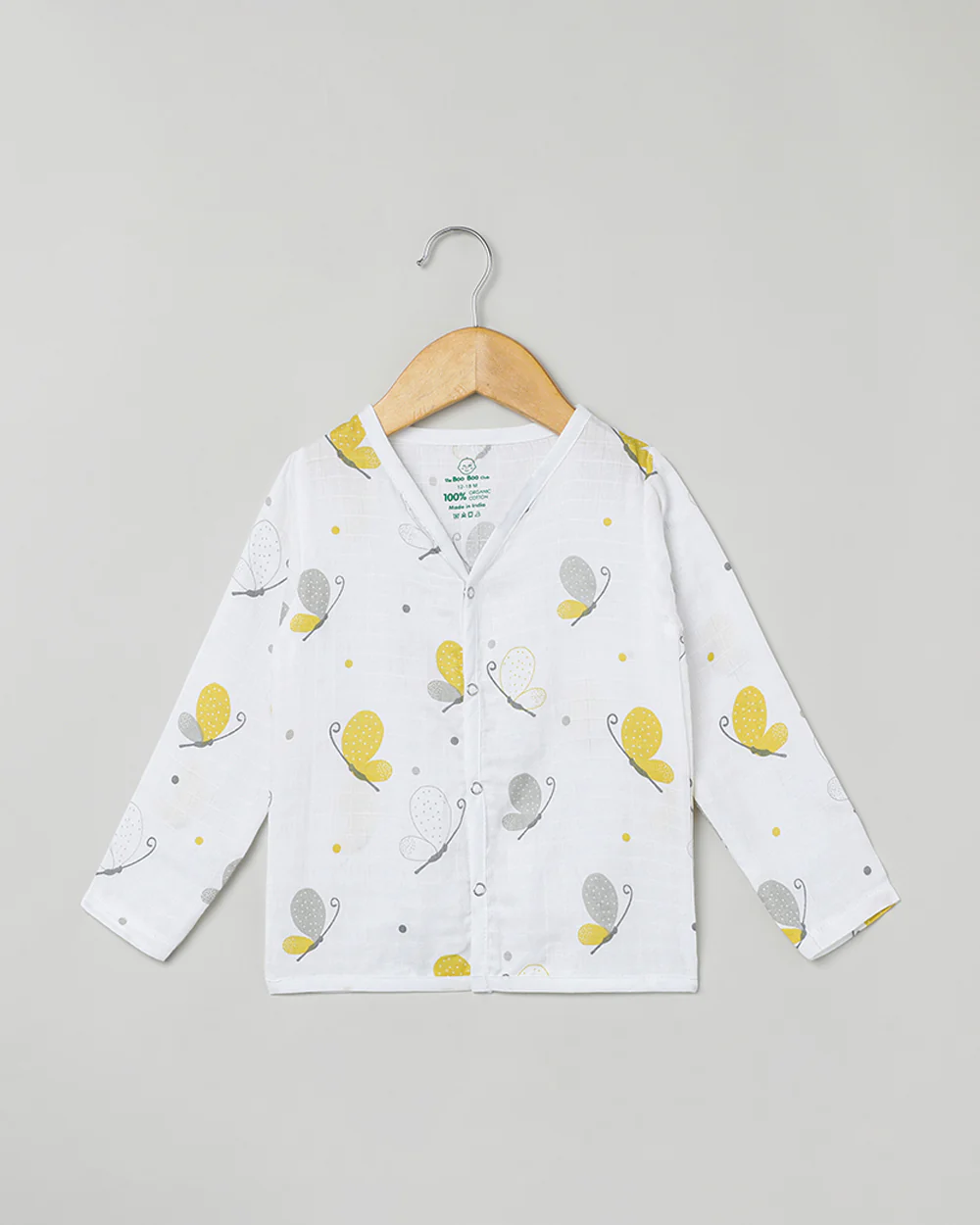 The Boo Boo Club White & Yellow Nightsuit-Butterfly-Muslin-For Infants - Image 2
