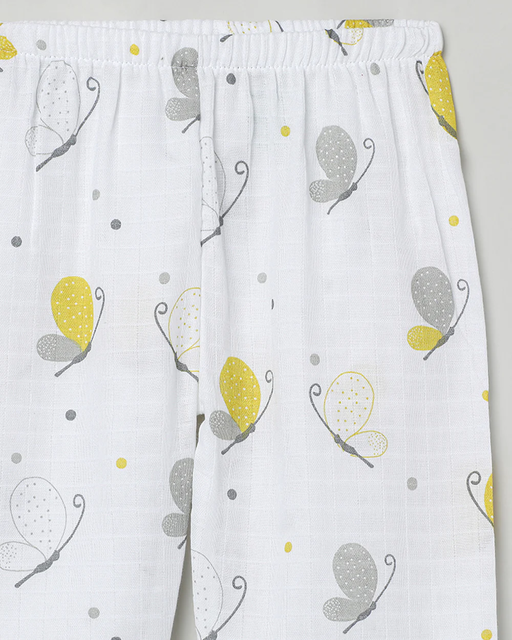 The Boo Boo Club White & Yellow Nightsuit-Butterfly-Muslin-For Infants - Image 6