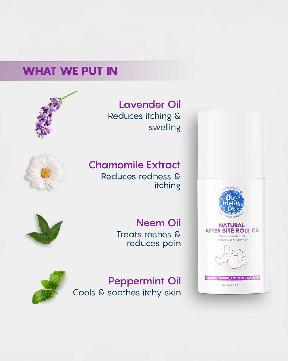 The Moms Co. Natural After Bite Roll On-Soothes & Cools Itchy Mosquito Bites-Reduces Redness, Swelling & Rashes - Image 3