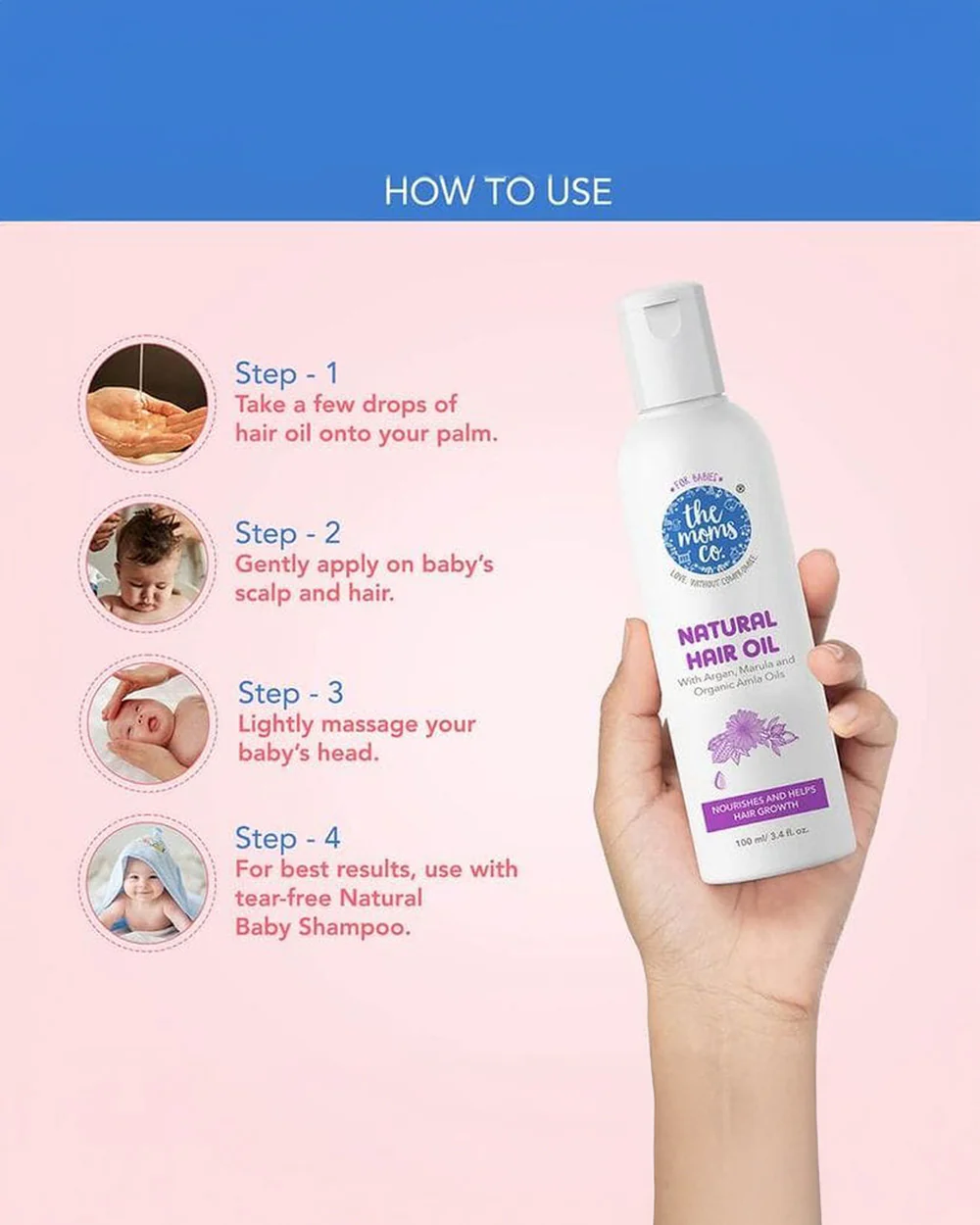 The Moms Co Natural Baby Hair Oil-With Amla & Argan Oil - Image 3