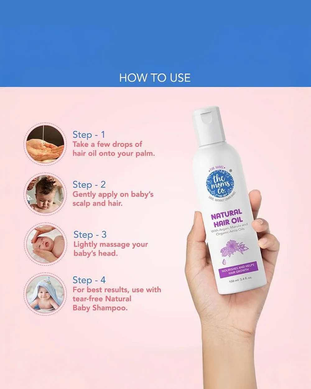 The Moms Co Natural Baby Hair Oil-With Amla & Argan Oil - Image 7